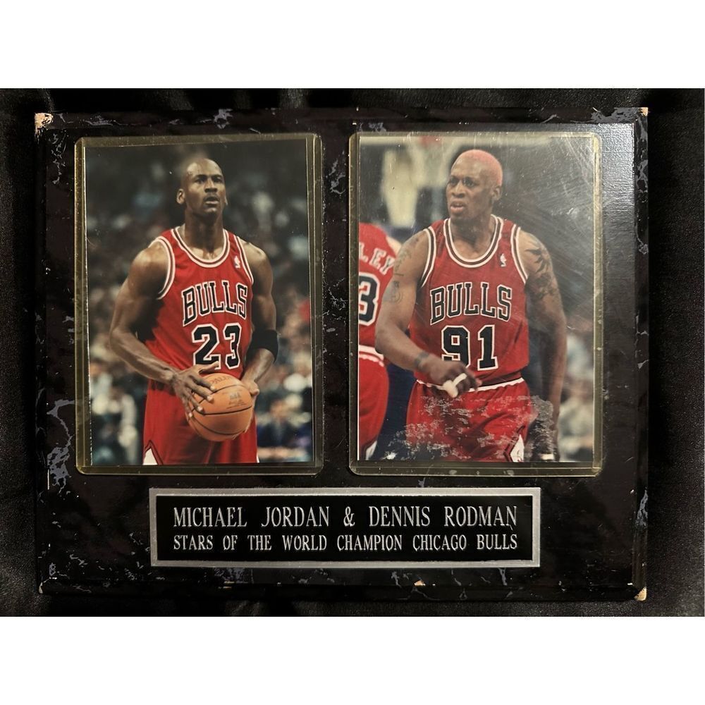 Chicago Bulls Plaque Jordan & Rodman Stars Of The World Champion VTG 10”x8”